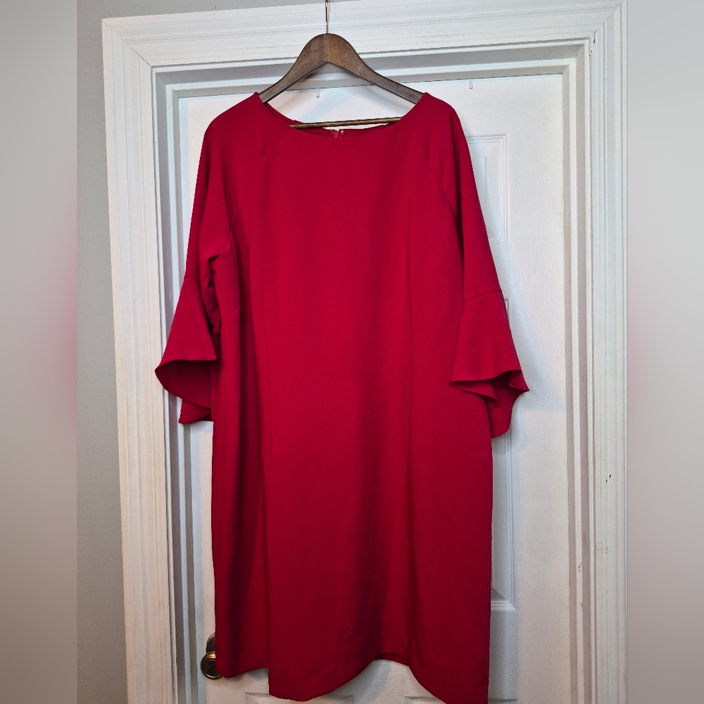 Tahari Arthur S Levine Classic Red Bell-Sleeve Dress Size 20W